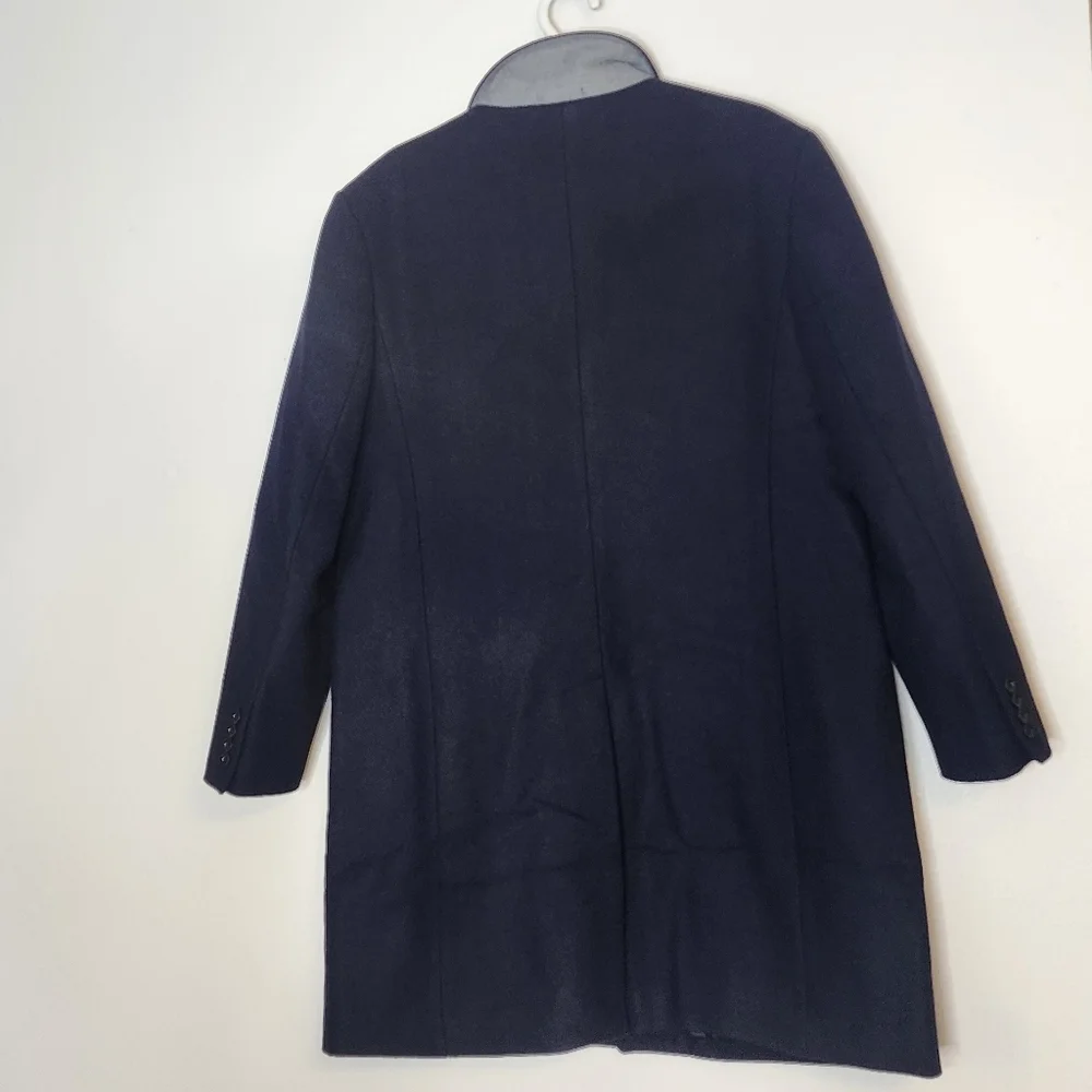 J. Crew Thompson Topcoat Navy Wool Winter Office Elegant Mens Luxury Preppy